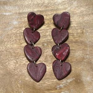 Clay Pink Heart Dangle Earrings